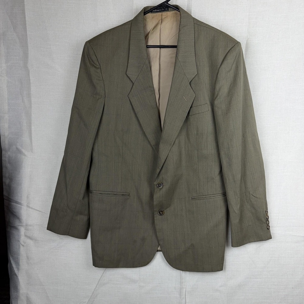 Cellini Collection Suit Jacket Mens 42 Green 2 Button Single Breasted Made USA